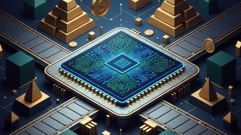 Semiconductor wafer on a futuristic automated production line