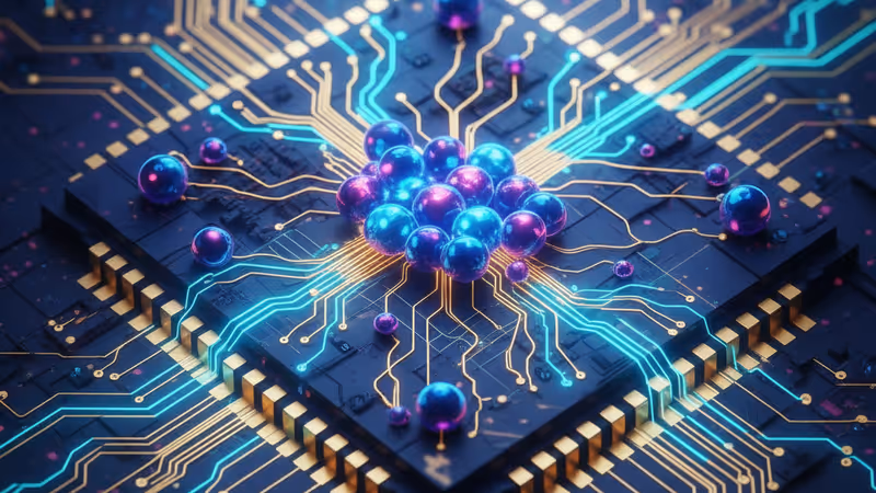 Advanced semiconductor chip substrate with glowing circuits
