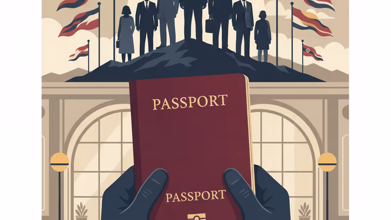 이스탄불 풍경을 배경으로 EU 여권을 쥔 손