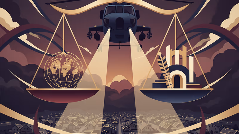 夜のカンパラ市街と上空を旋回するヘリコプターのイメージ