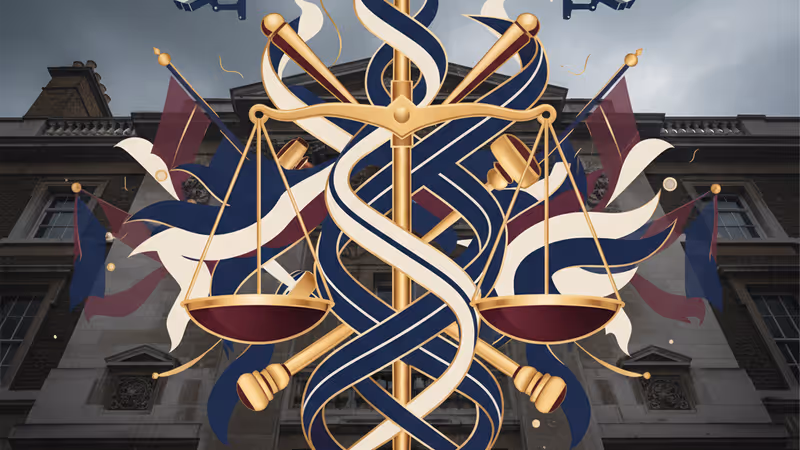 런던 로열 민트 코트 부지의 전경과 영국-중국 외교 관계를 상징하는 이미지