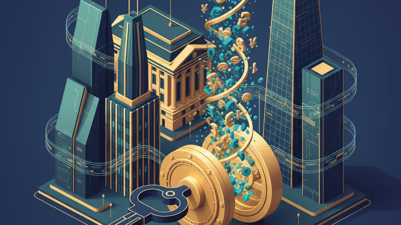 英國地圖與區塊鏈節點圖示，象徵數位金融監管