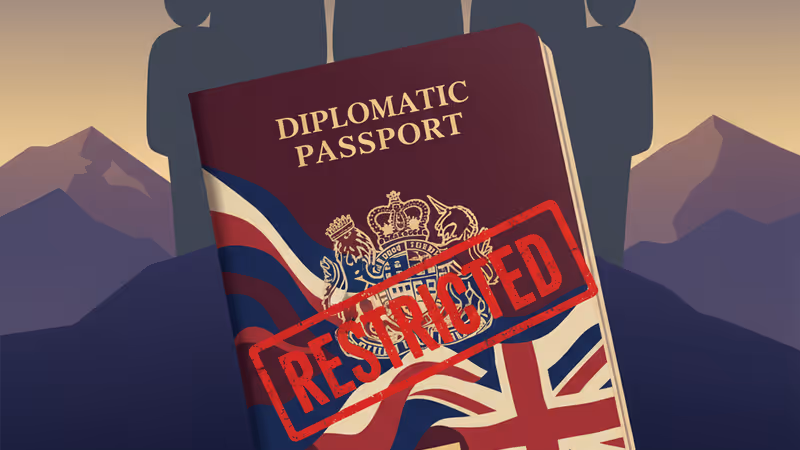 象徵英國收緊國門的鐵門與國旗背景圖像