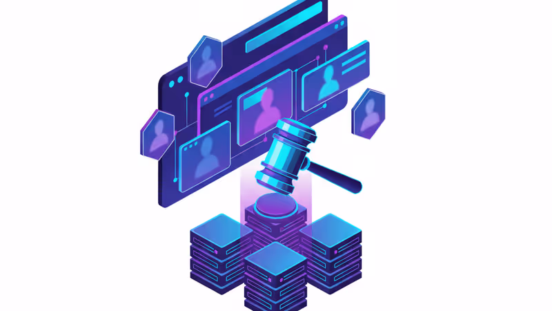 AIインターフェースと警告サインが重なるディープフェイク問題のイメージ図