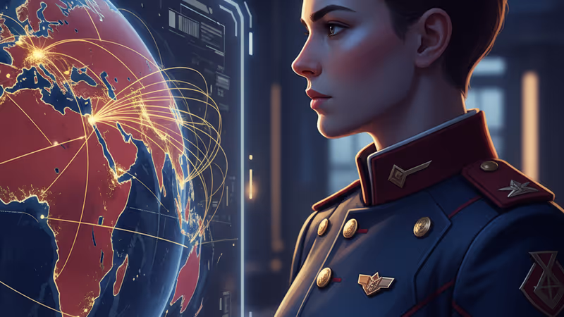 영국 해안 해저 케이블 지도를 보고 있는 신병 모습