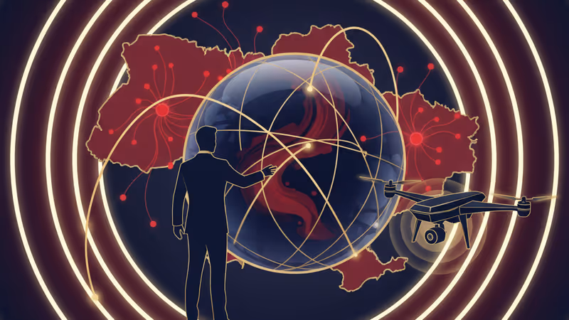 다보스 협상 테이블과 어둠에 잠긴 키예프 시내의 대비