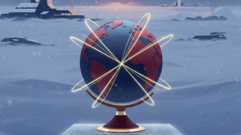 겨울 안개 속의 전술 화면과 타겟 조준선