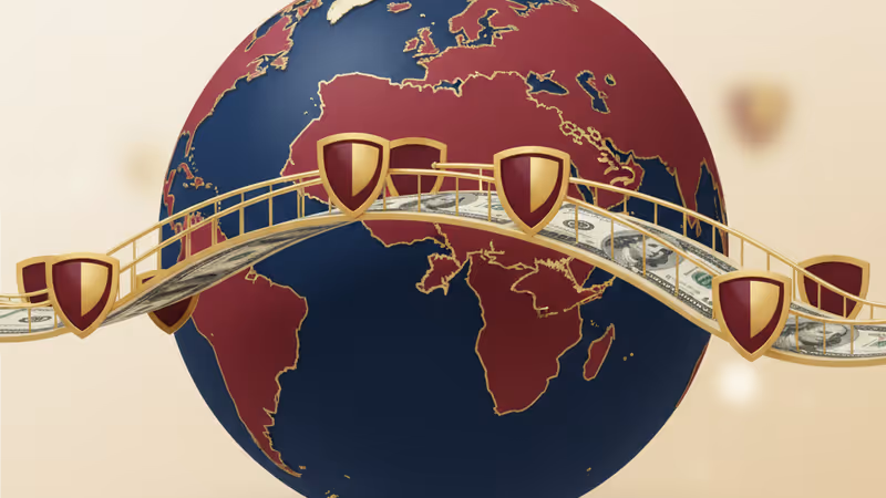 代表烏美談判桌上兩國國旗與文件夾的商務談判場景