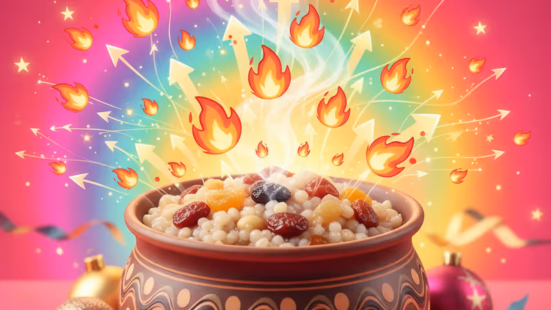 在烏克蘭傳統刺繡餐巾上的庫提亞甜粥