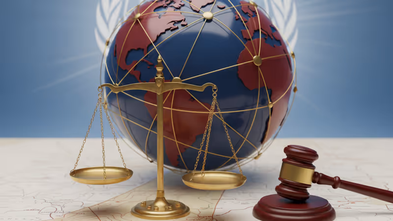 A gavel and UN logo placed over a map of the West Bank