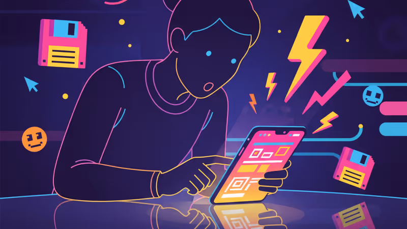 スマートフォンの通知と虫眼鏡が映る暗い部屋の風景