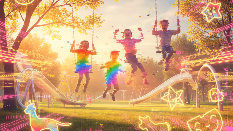 Children playing freely in a Dutch park