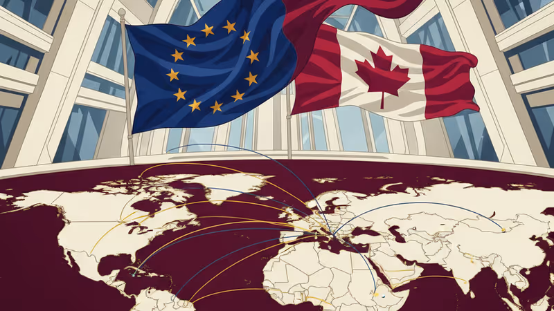 ダボス会議の会場でグリーンランドの地図を前に議論する各国首脳の様子