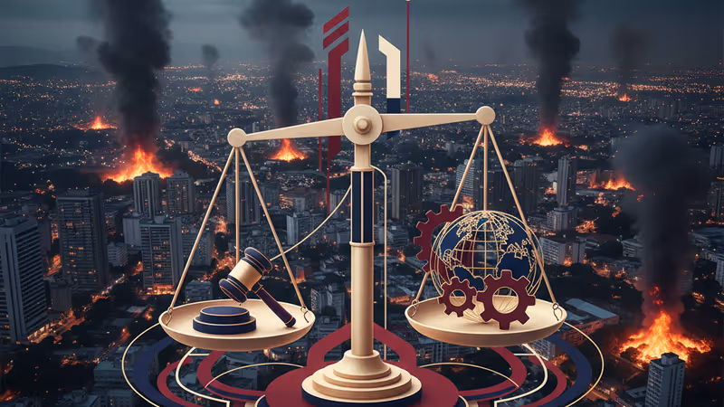 美軍突襲後火光四起的委內瑞拉首都加拉加斯