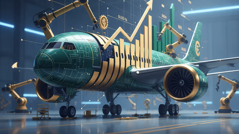 Wide view of a Boeing aircraft assembly line