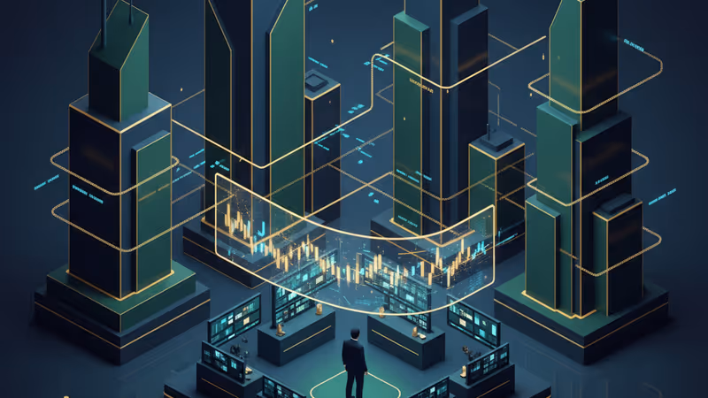 미국 뉴욕 증시 전광판과 경제 지표를 분석하는 투자자의 모습