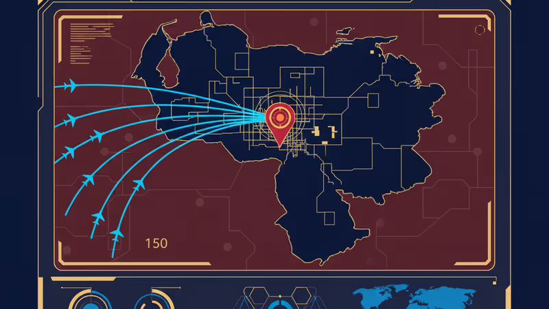 Tactical military map interface showing operation over Caracas