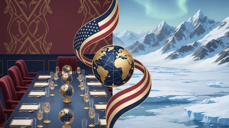 氷山が浮かぶグリーンランドの海と緊張感のある空