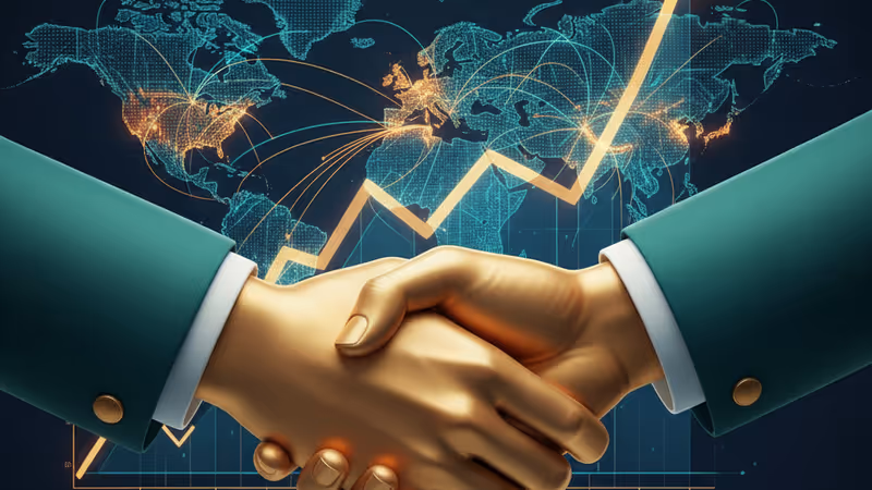 A corporate handshake with digital oil price data