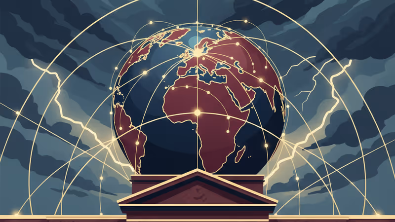 展示美國、委內瑞拉及全球勢力範圍的戰略地圖