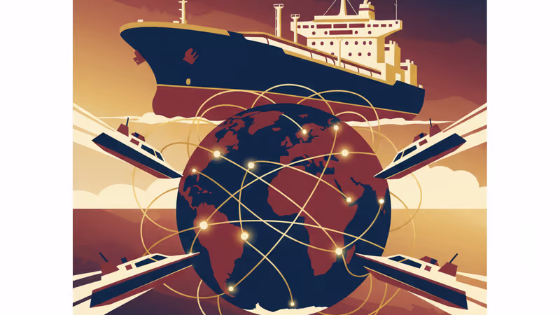 새벽녘 카리브해에서 미 해군에 의해 나포되는 유조선 전경