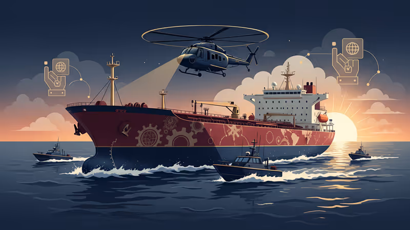 Dramatic US military seizure of an oil tanker in the Caribbean Sea.