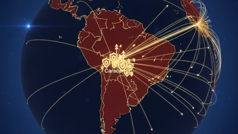 베네수엘라 군사 시설의 화염과 대피 계획을 지시하는 대통령실의 긴박한 모습