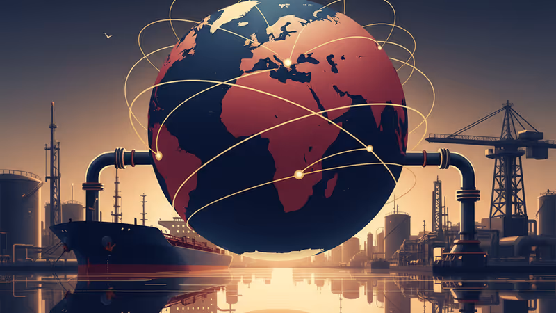 베네수엘라 항구에서 원유를 선적 중인 대형 유조선 전경