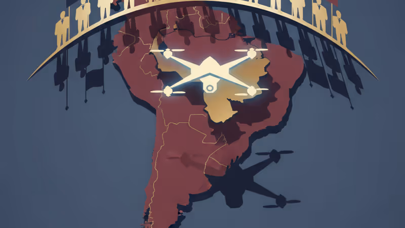 巴西總統府與象徵美中影響力的對比意象圖