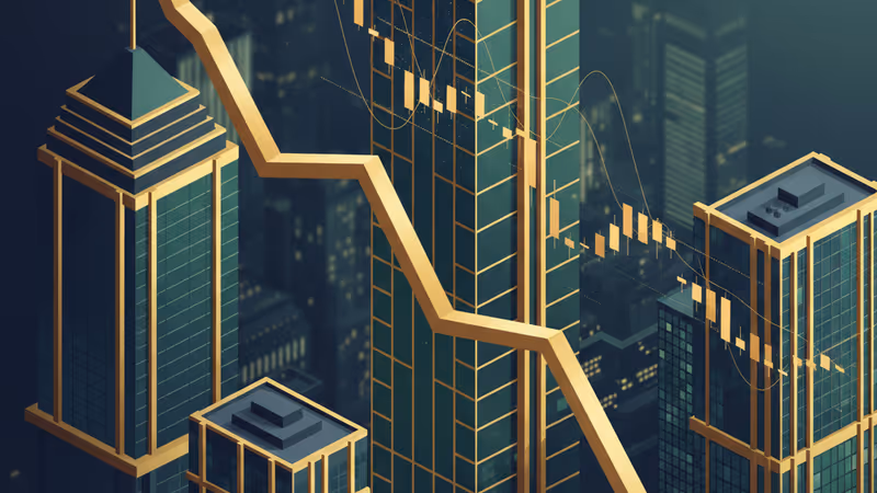 하락세를 보이는 미국 실업수당 청구 지표와 뉴욕 금융가 전경