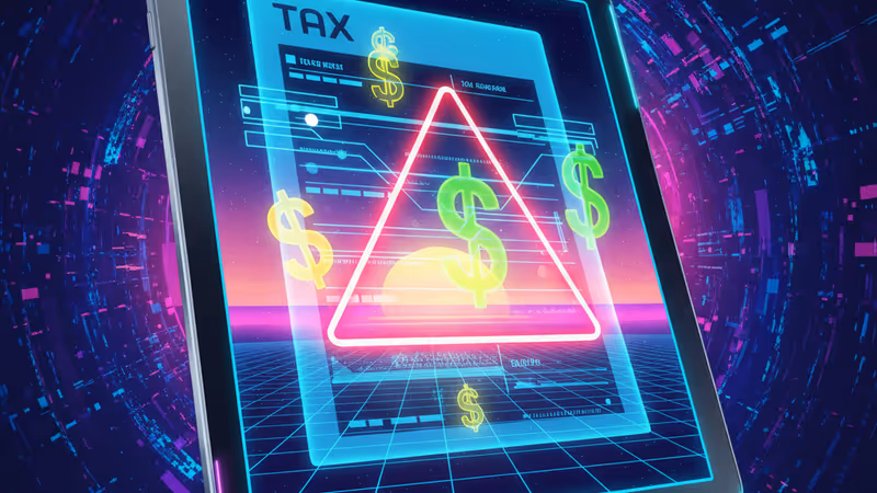 법망을 상징하는 판사봉과 디지털 과세를 나타내는 화면