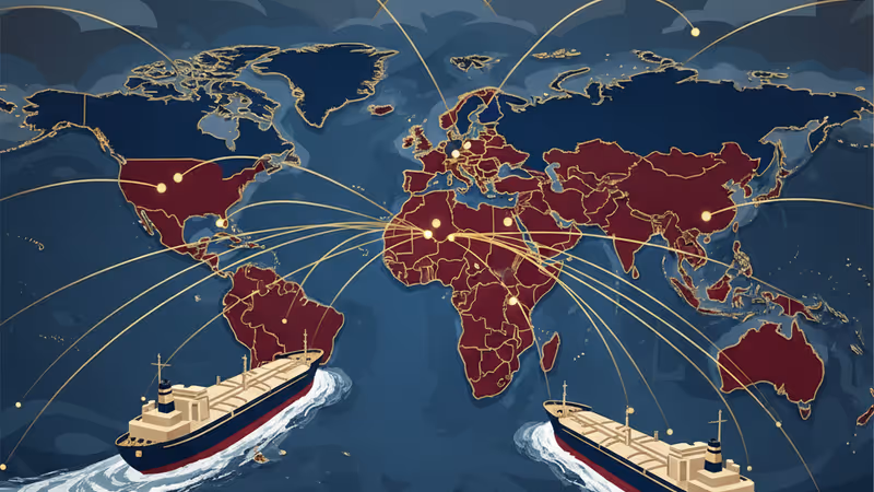 대서양 한복판에서 회항 중인 대형 원유 운반선의 전경