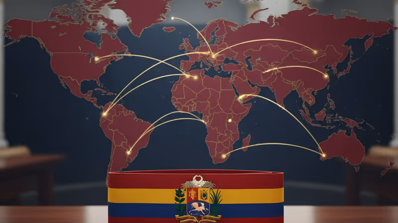 The presidential sash of Venezuela on a desk.