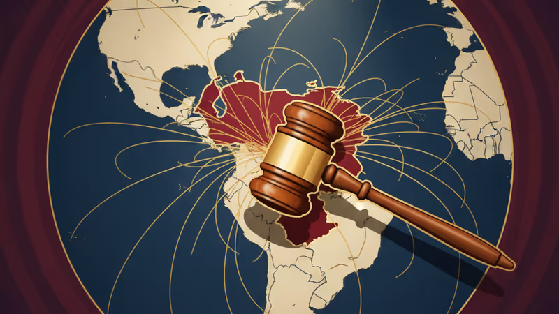 철창 뒤에서 베네수엘라 국기를 바라보는 사람의 실루엣