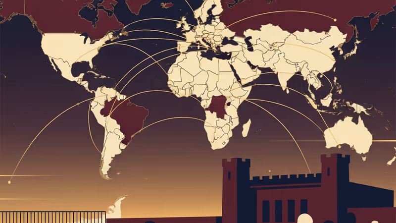 ベネズエラの刑務所ゲートと差し込む光のイメージ