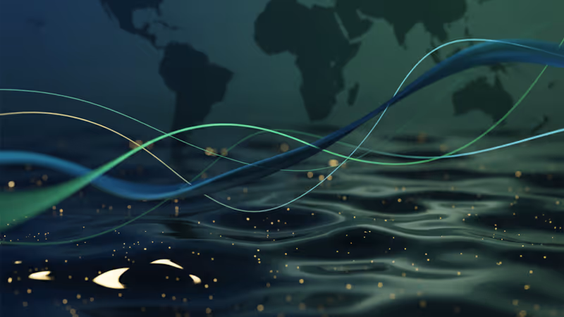 International crude oil rippling with a South American map background