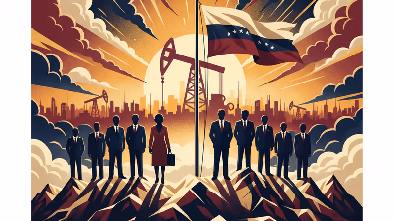 베네수엘라 유전 너머로 떠오르는 해와 새로운 시작을 상징하는 전경