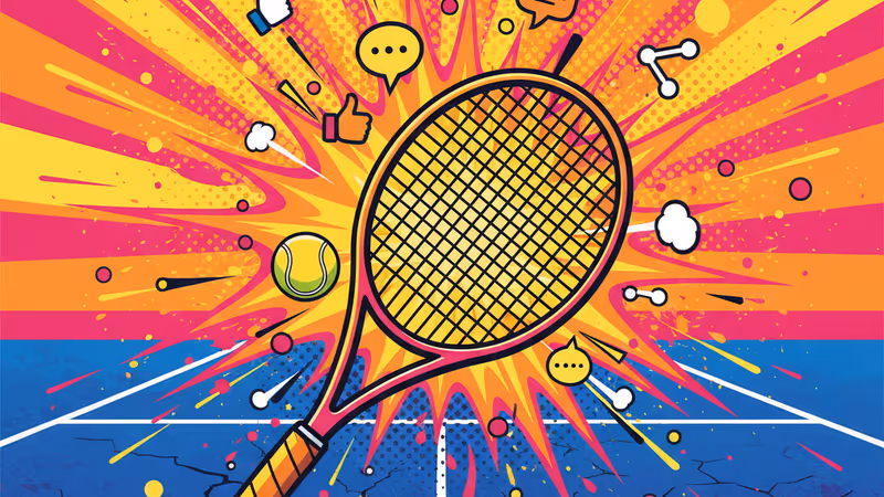 오클랜드 클래식 테니스 코트 위 테니스 공과 라켓 그림자