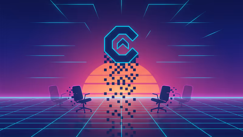 Vimeo logo and office silhouettes representing layoffs