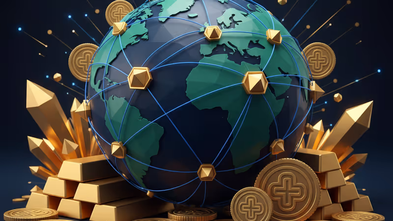 비자 로고와 디지털 화폐가 연결된 글로벌 결제 네트워크 그래픽