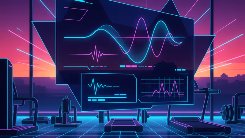 체력 측정과 디지털 건강 지표를 상징하는 이미지