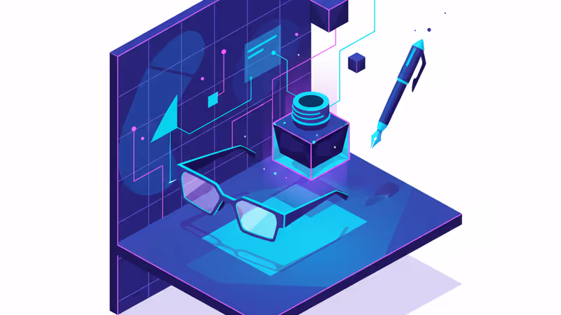 빈 사무실 칸막이 책상 위에 놓인 만화가의 펜