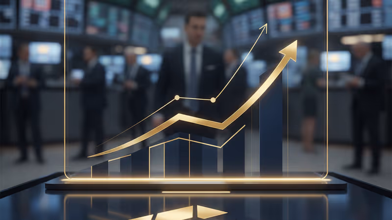 JP모건 실적 발표와 함께 사상 최고치를 기록한 주가 지수 전광판의 모습