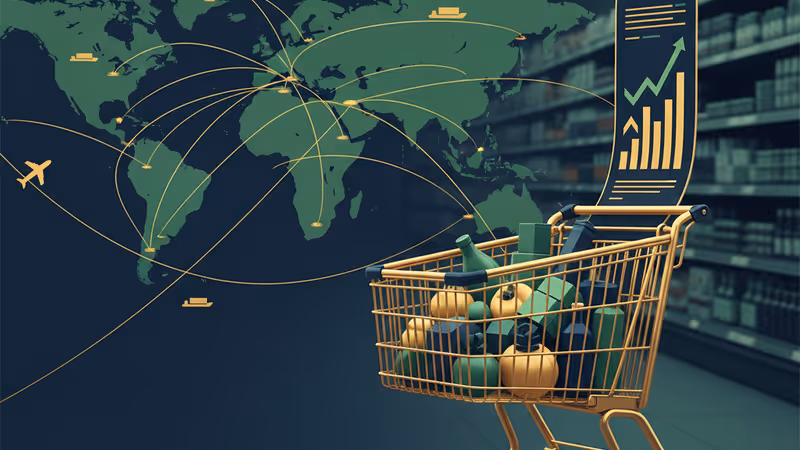 월마트 매장 내부에 놓인 식료품이 담긴 카트와 영수증