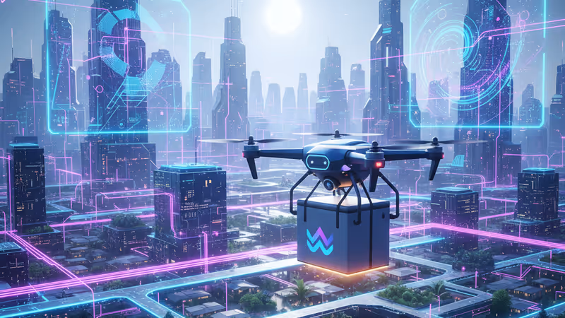 A Wing drone delivering a package from Walmart