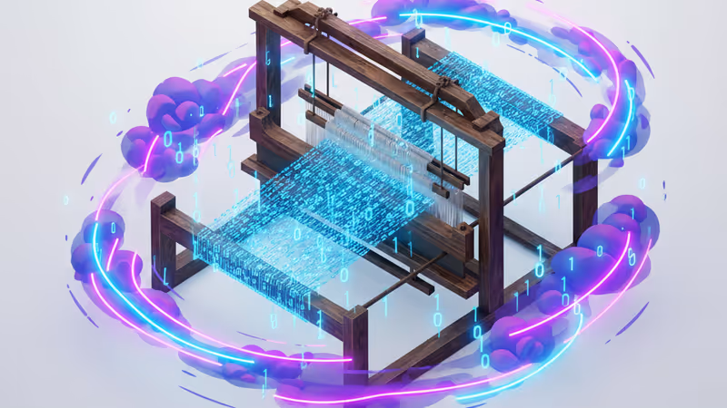 Ancient Chinese loom from Chengdu with binary code graphic