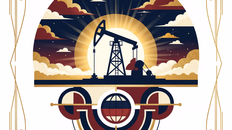 황혼 아래 베네수엘라 유전 지대의 석유 시추기 실루엣