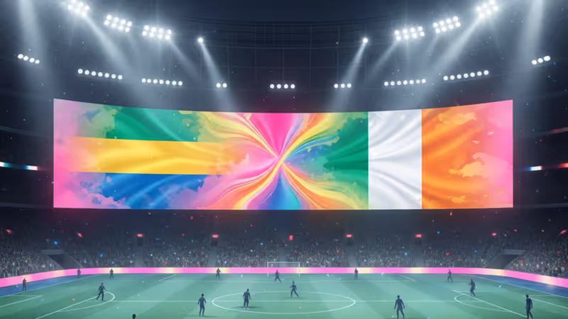 2025 AFCON 경기가 열리는 마라케시 스타디움의 야경