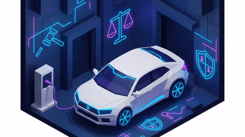 Waymo autonomous vehicle charging on a Santa Monica street late at night