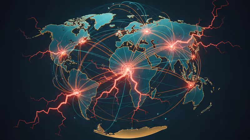 World map graphic representing geoeconomic confrontation and global risks